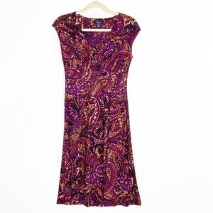 Chaps Paisley Print Sleeveless Jersey Knit Fit & Flare Midi Dress